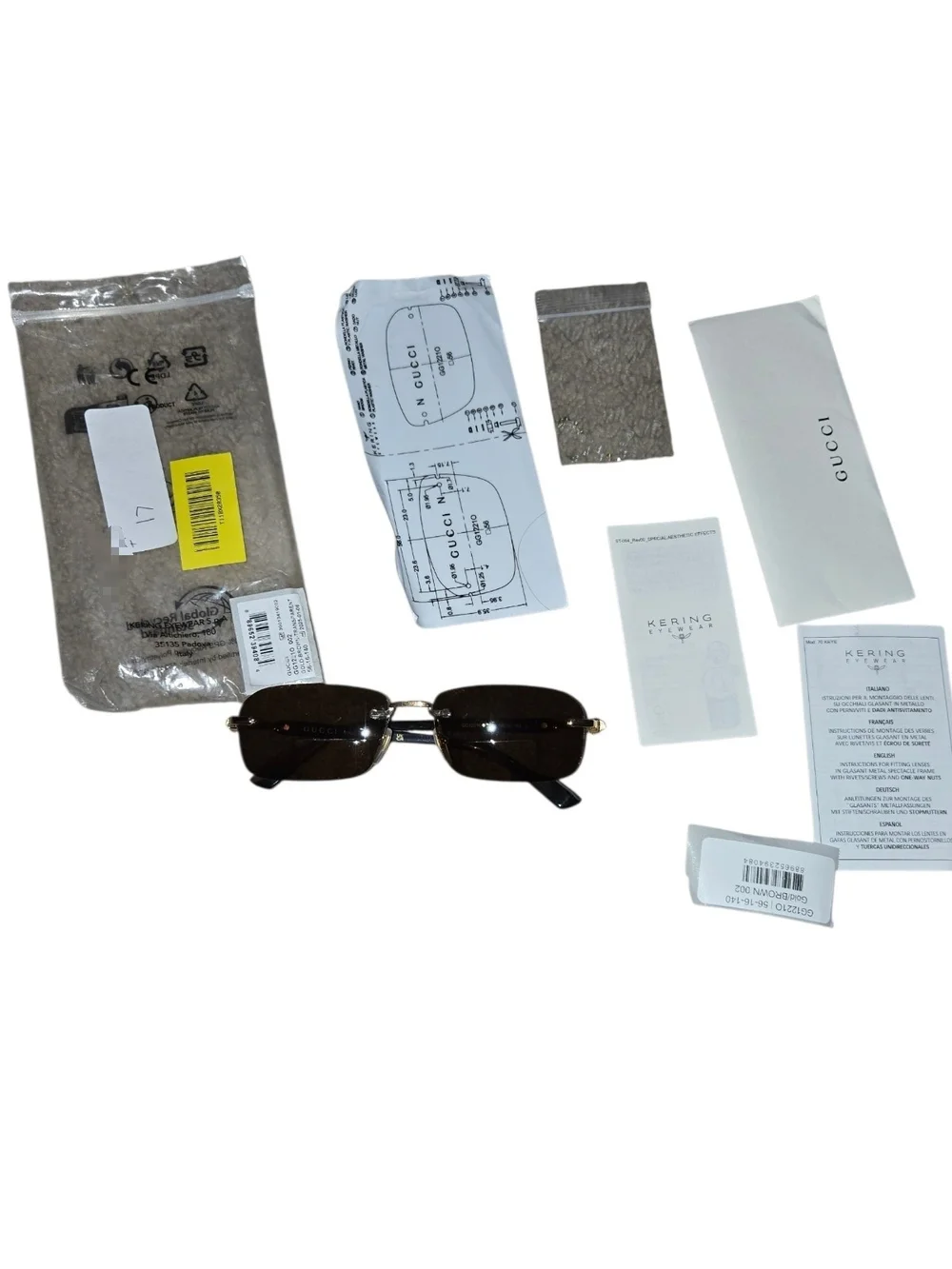 Authentic Gucci GG1221O Men's Rimless Sunglasses 56-16-140
